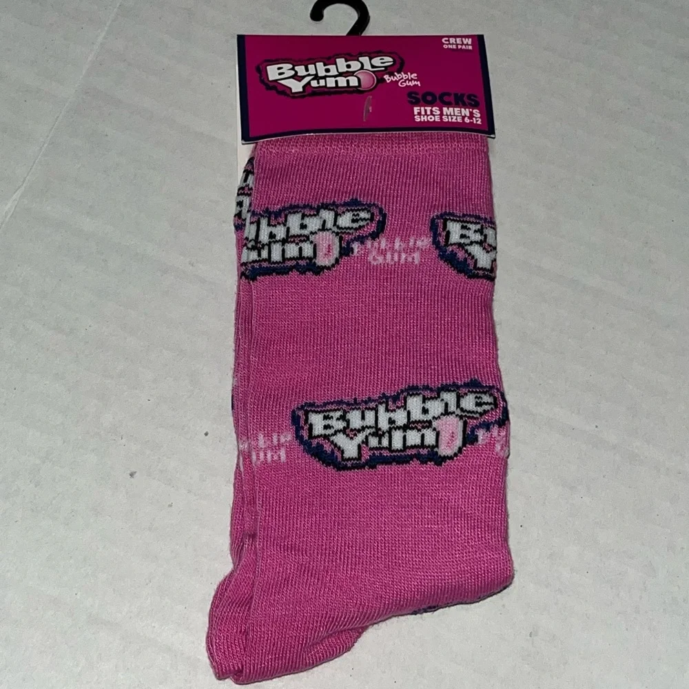 Odd‎ Sox Novelty Bubble Yum Pink Crew Socks New